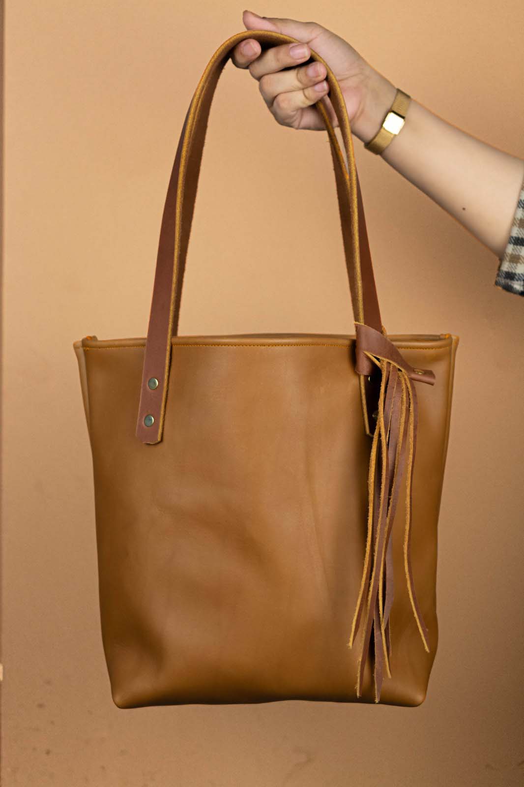 The Julie - Mid Brown Leather Tote Bag