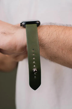 Olive Green Apple Watch Strap - Leather Strap