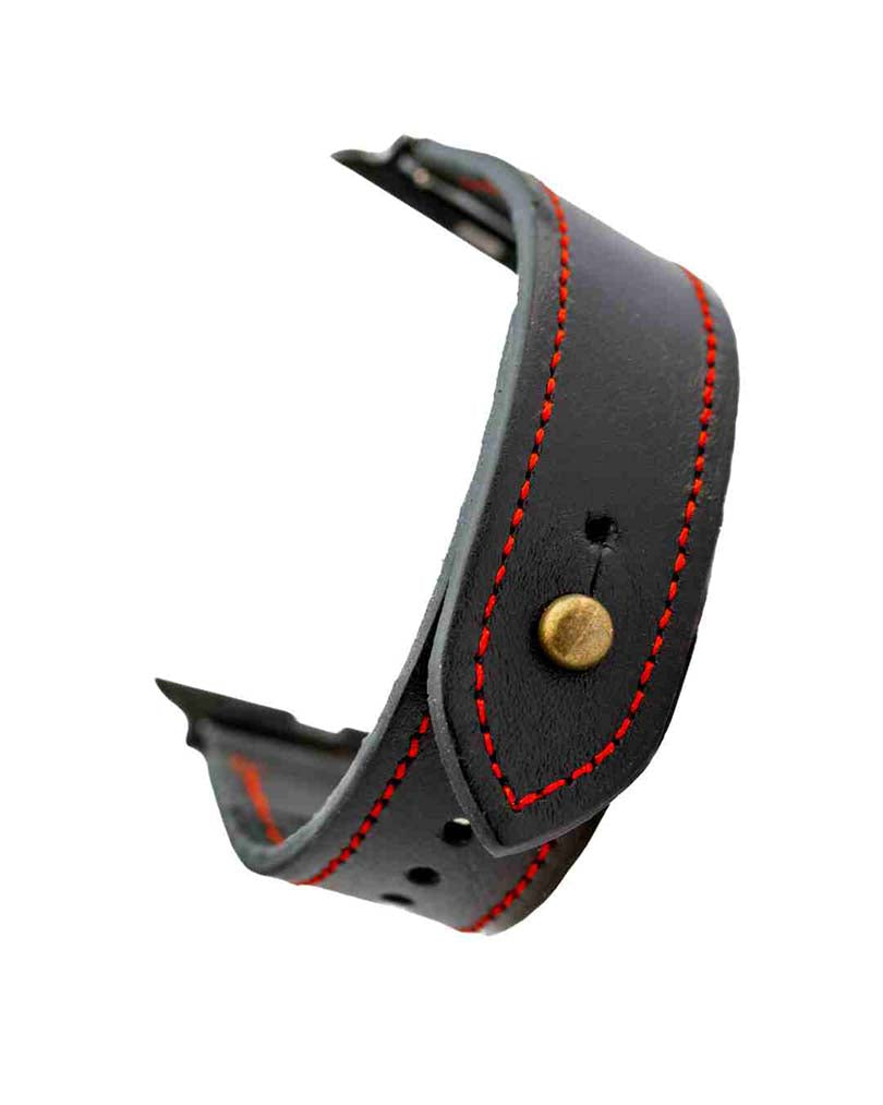 Black/Red Leather Apple Watch Strap - Exclusive Collection - The Stellar