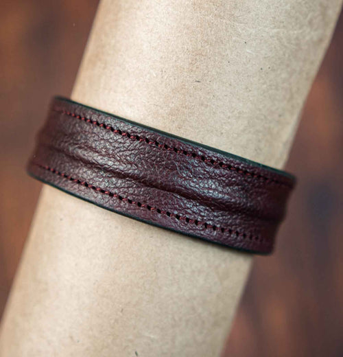 The Grit - Burgundy - Kara Style Leather Bracelet / Leather Cuff