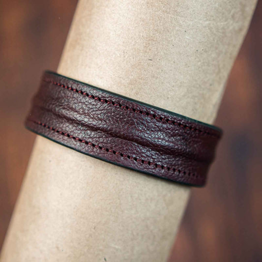 The Grit - Burgundy - Kara Style Leather Bracelet / Leather Cuff