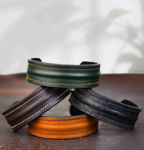 The Grit - Green - Kara Style Leather Bracelet / Leather Cuff