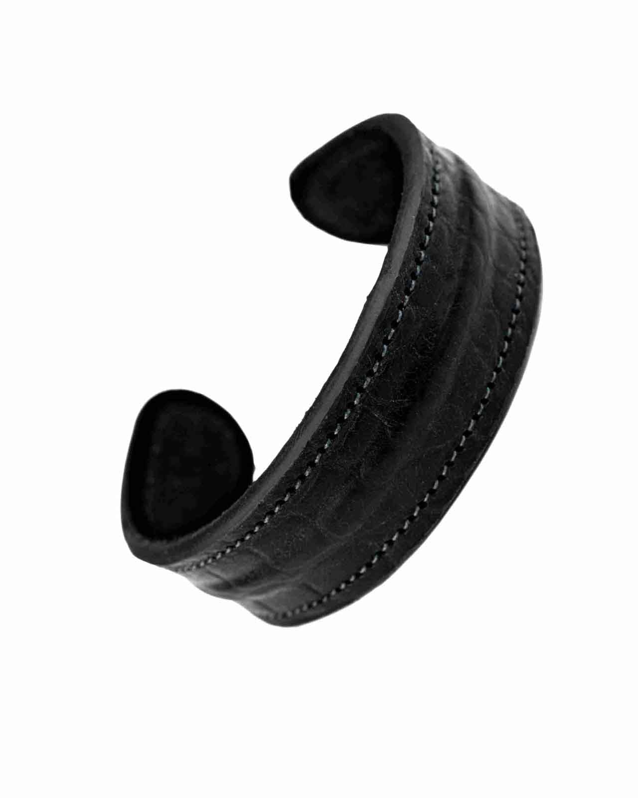 The Grit - Black Croc - Kara Style Leather Bracelet / Leather Cuff