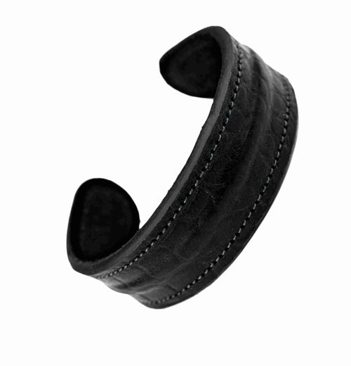 The Grit - Black Croc - Kara Style Leather Bracelet / Leather Cuff