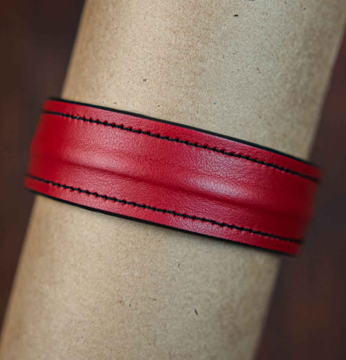 The Grit - Red - Kara Style Leather Bracelet / Leather Cuff