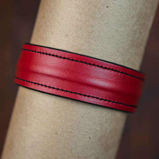 The Grit - Red - Kara Style Leather Bracelet / Leather Cuff