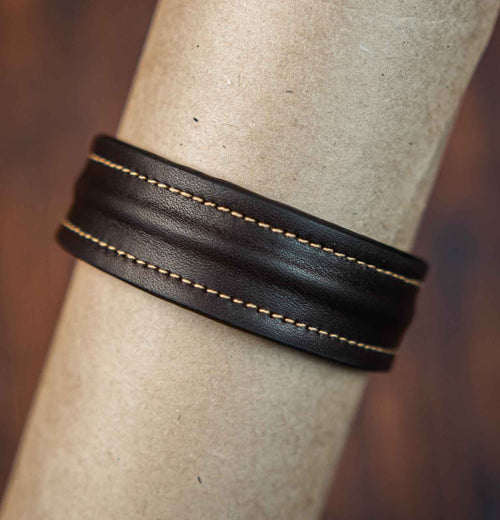 The Grit - Coco Brown - Kara Style Leather Bracelet / Leather Cuff