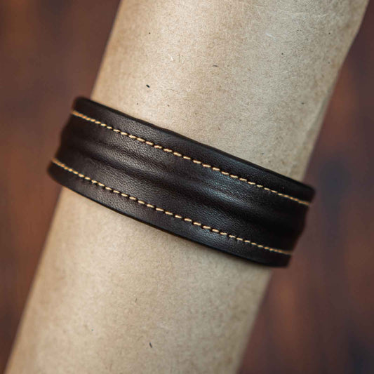 The Grit - Coco Brown - Kara Style Leather Bracelet / Leather Cuff