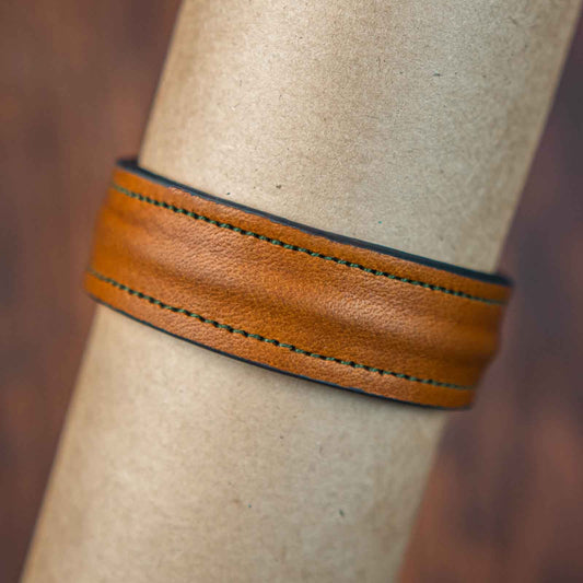 The Grit - Tan Brown - Kara Style Leather Bracelet / Leather Cuff