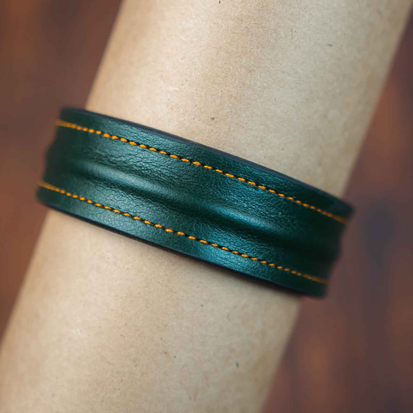 The Grit - Green - Kara Style Leather Bracelet / Leather Cuff