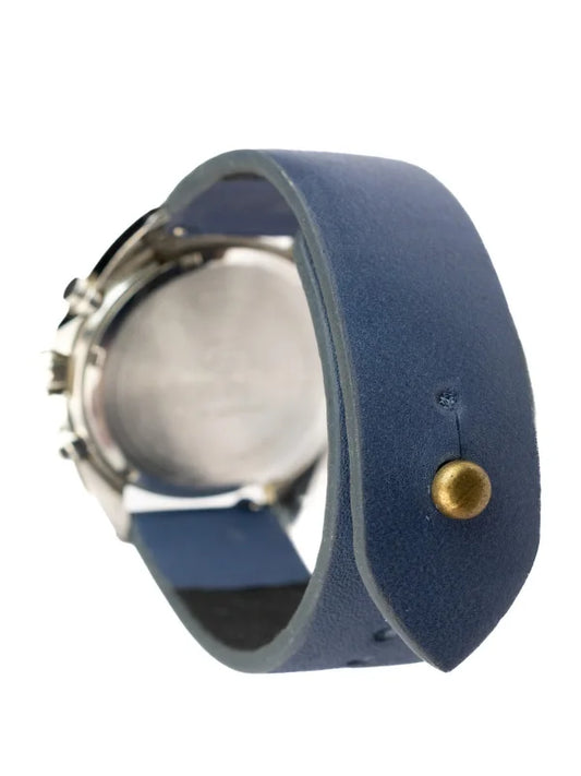 Dust Blue Leather Watch Strap - Quick Release Pins - The Hermoso