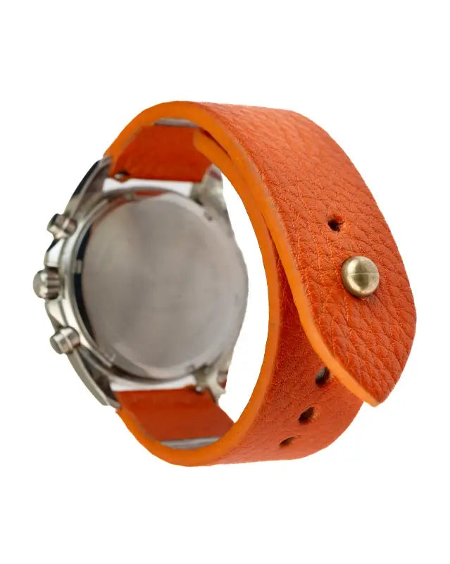 Hermés Orange Leather Watch Strap - Quick Release Pins - The Hermoso