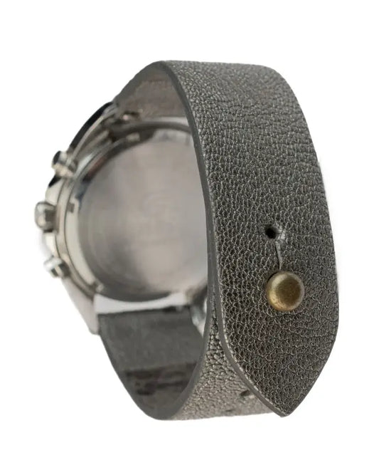 Steel Gray Leather Watch Strap - Quick Release Pins - The Hermoso