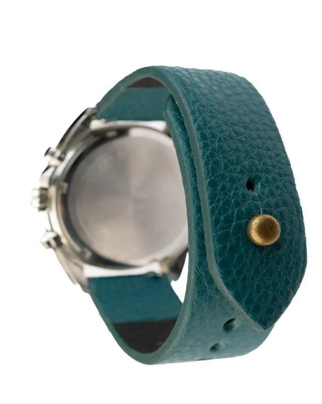 Teal Blue Leather Watch Strap - Quick Release Pins - The Hermoso